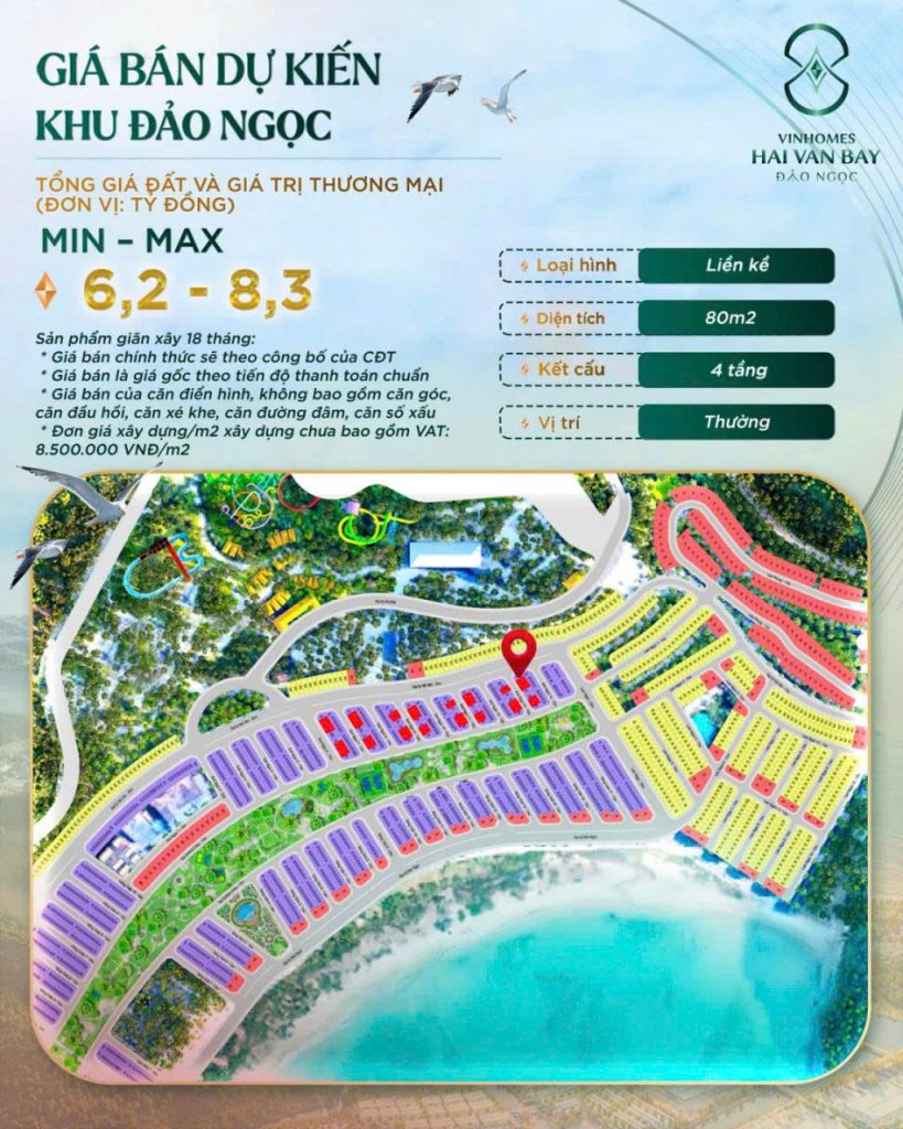giá bán phân khu đảo ngọc vinhomes hải vân bay