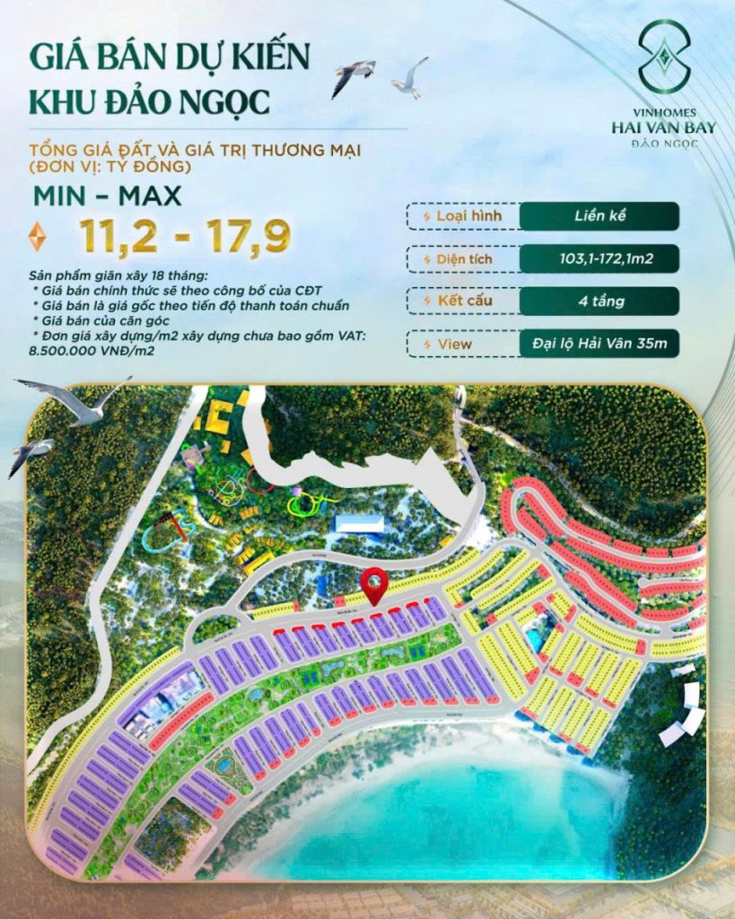 giá bán phân khu đảo ngọc vinhomes hải vân bay