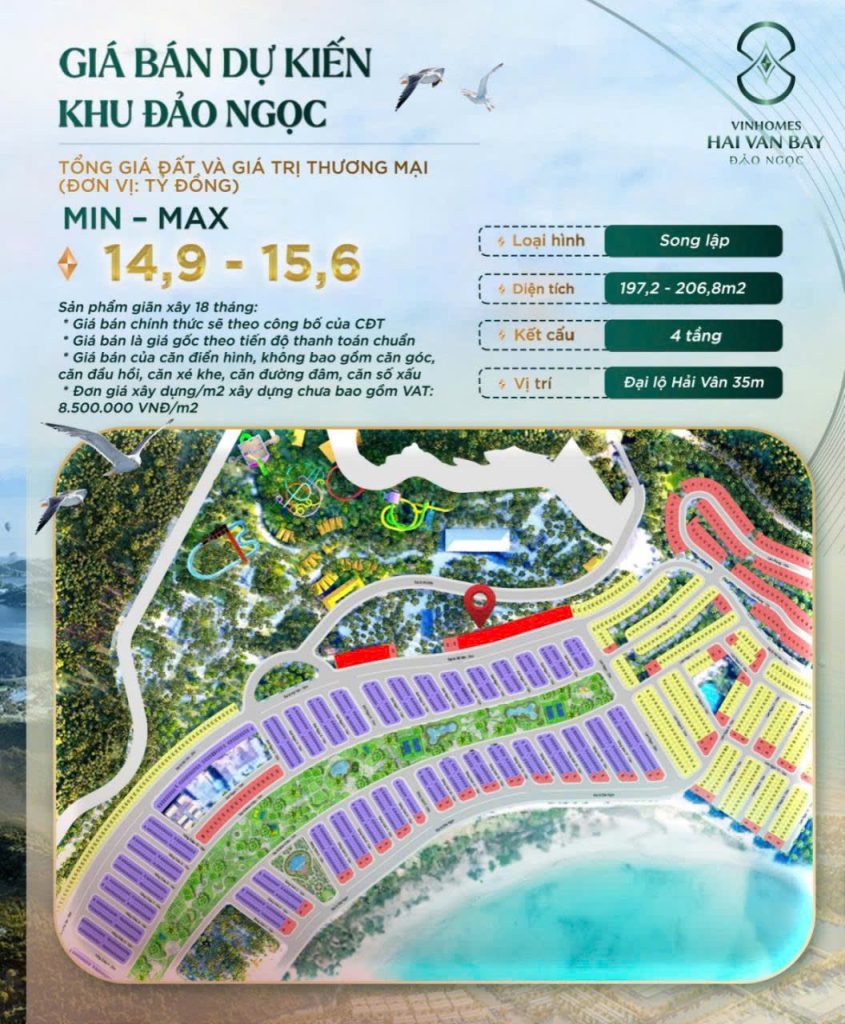 giá bán phân khu đảo ngọc vinhomes hải vân bay