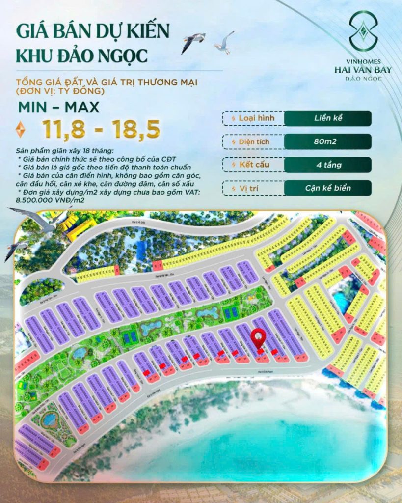 giá bán phân khu đảo ngọc vinhomes hải vân bay