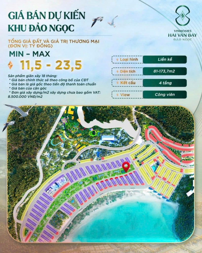 giá bán phân khu đảo ngọc vinhomes hải vân bay
