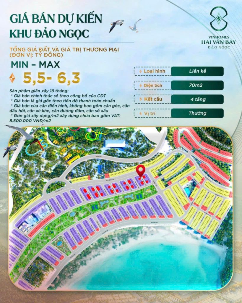 giá bán phân khu đảo ngọc vinhomes hải vân bay