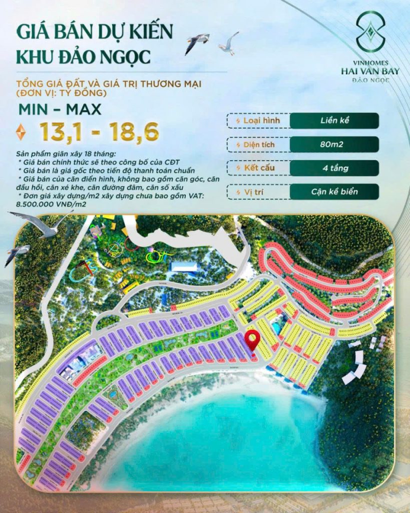 giá bán phân khu đảo ngọc vinhomes hải vân bay
