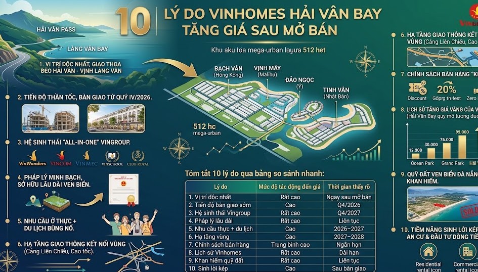 10 lý do tăng giá sau khi mở bán vinhomes hải vân bay